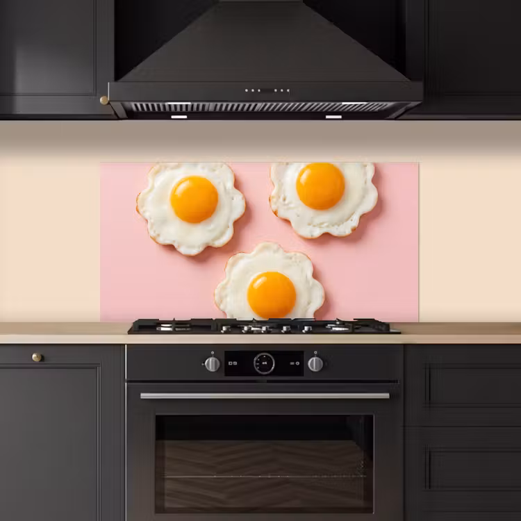 Eieren - Bloem - Roze keuken achterwand spatscherm middel -sfeer1