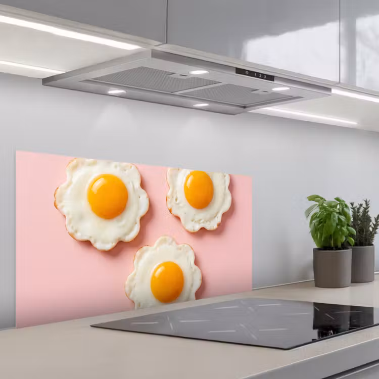 Eieren - Bloem - Roze keuken achterwand spatscherm middel -3d_schuin