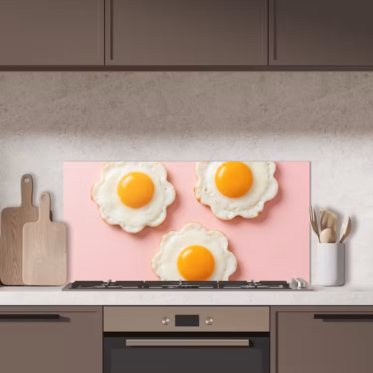 Eieren - Bloem - Roze keuken achterwand spatscherm middel -sfeer2