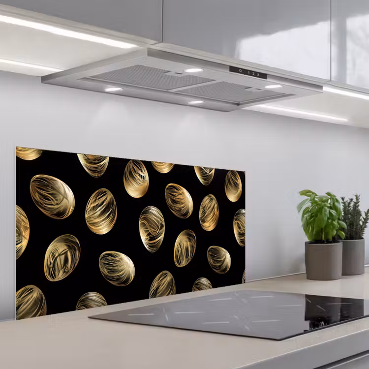 Eieren - Goud - Patroon keuken achterwand spatscherm middel -3d_schuin