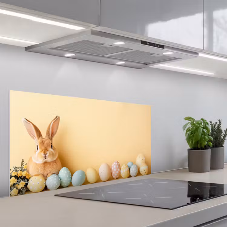 Eieren - Konijn - Pasteltinten keuken achterwand spatscherm middel -3d_schuin