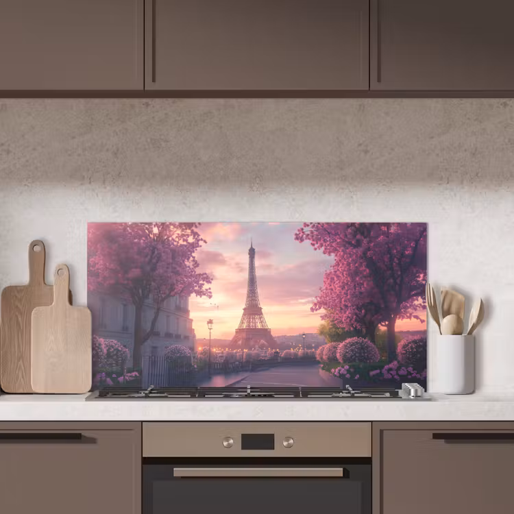 Eiffeltoren - Parijs - Roze keuken achterwand spatscherm middel -sfeer2