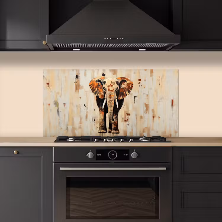 Olifant - Slurf - Mozaïek - Abstract keuken achterwand spatscherm middel -sfeer1