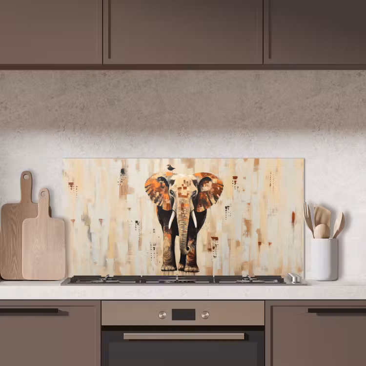 Olifant - Slurf - Mozaïek - Abstract keuken achterwand spatscherm middel -sfeer2