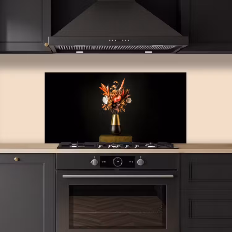 Exotisch - Boeket - Vaas - Goud keuken achterwand spatscherm middel -sfeer1