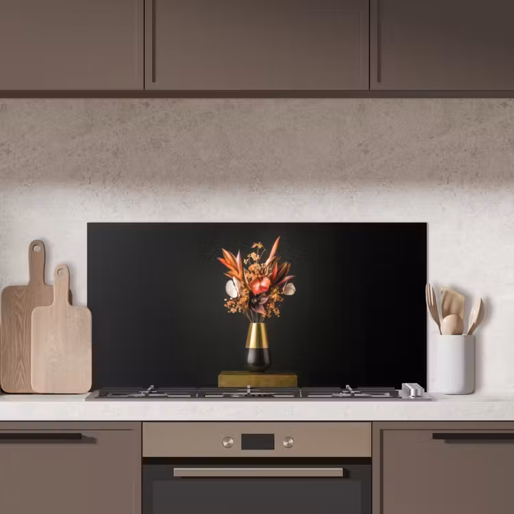 Exotisch - Boeket - Vaas - Goud keuken achterwand spatscherm middel -sfeer2