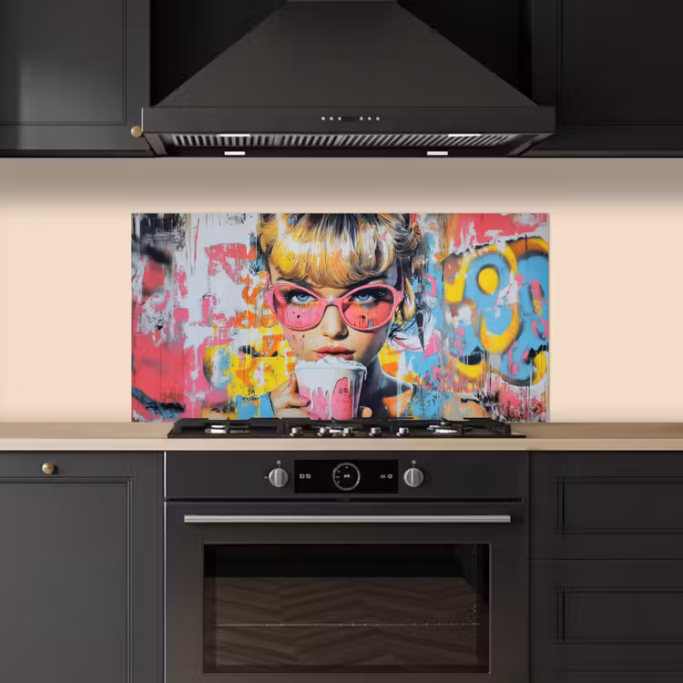 Expressief - Milkshake - Vrouw - Felle kleuren keuken achterwand spatscherm middel -sfeer1