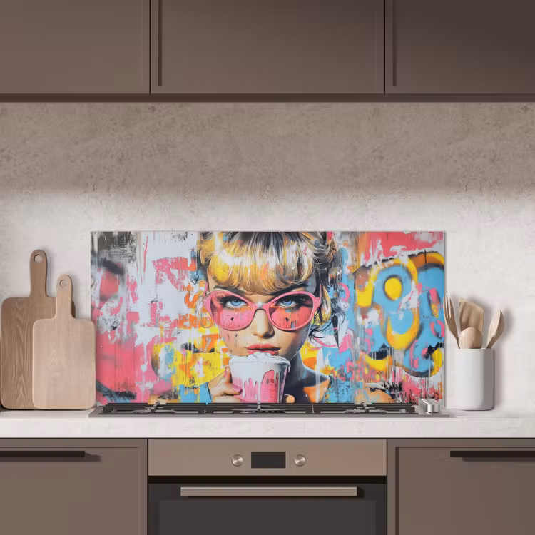 Expressief - Milkshake - Vrouw - Felle kleuren keuken achterwand spatscherm middel -sfeer2