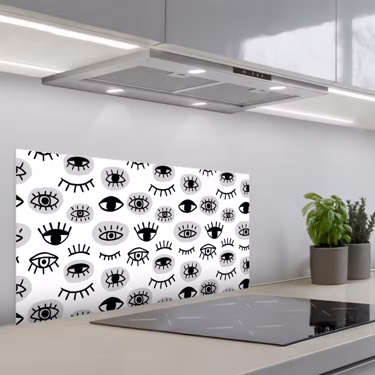 Ogen - Gestileerd - Expressief keuken achterwand spatscherm middel 899 -3d_schuin