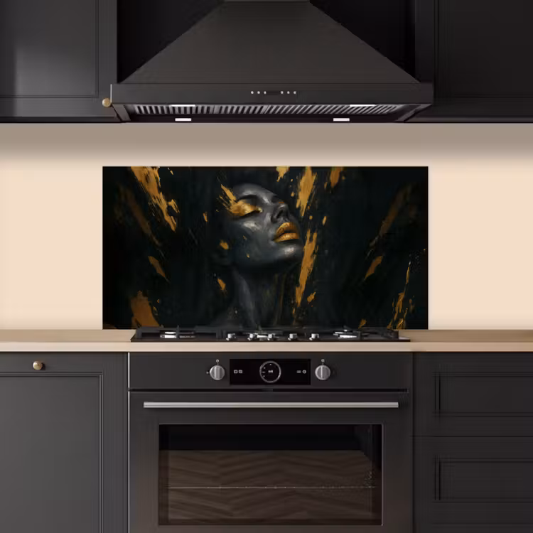 Gezicht - Vrouw - Verfspatten - Abstract keuken achterwand spatscherm middel -sfeer1