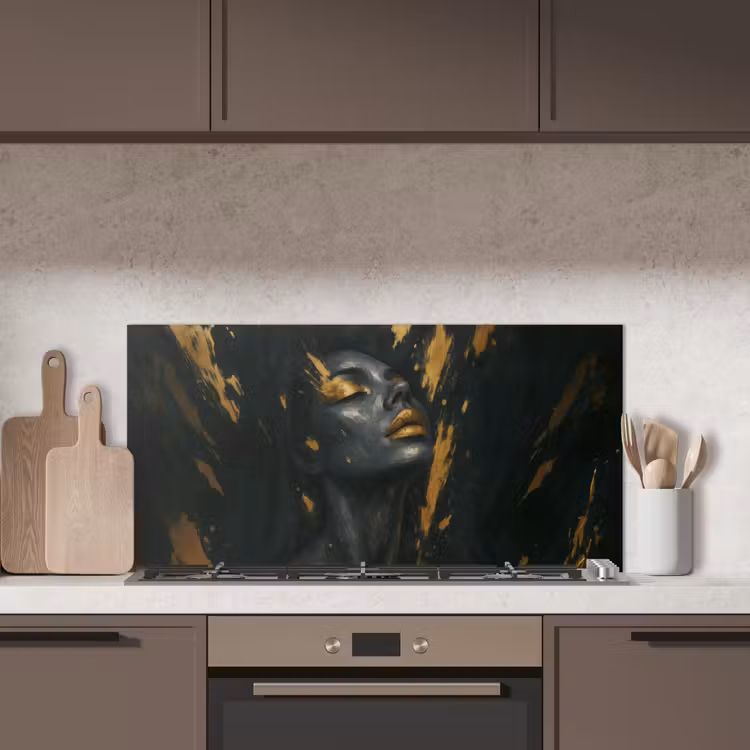 Gezicht - Vrouw - Verfspatten - Abstract keuken achterwand spatscherm middel -sfeer2