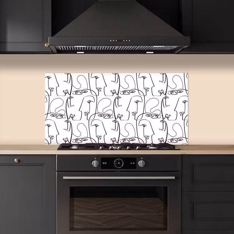 Gezichten - Abstract - Contourlijnen keuken achterwand spatscherm middel 899 -sfeer1