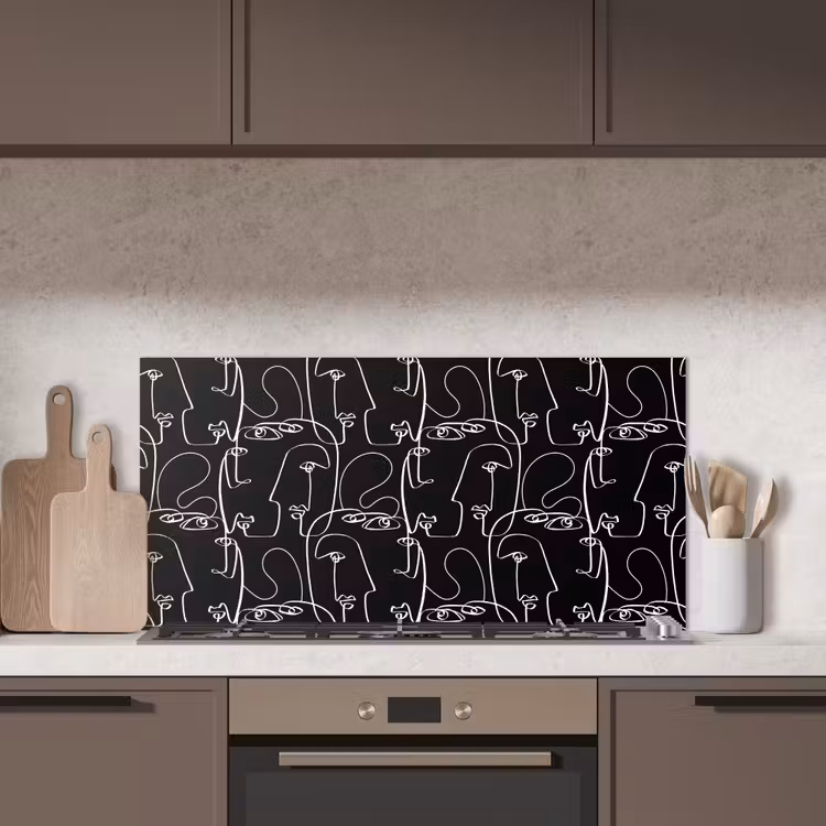 Gezichten - Gestileerd - Vloeiend keuken achterwand spatscherm middel 899 -sfeer2