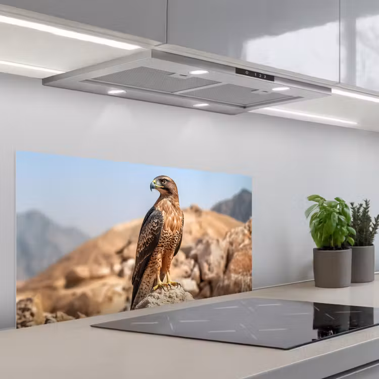 Valk - Vogel - Rots - Macht keuken achterwand spatscherm middel -3d_schuin