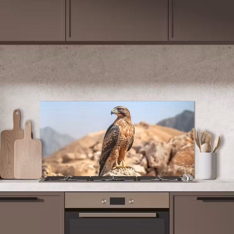 Valk - Vogel - Rots - Macht keuken achterwand spatscherm middel -sfeer2