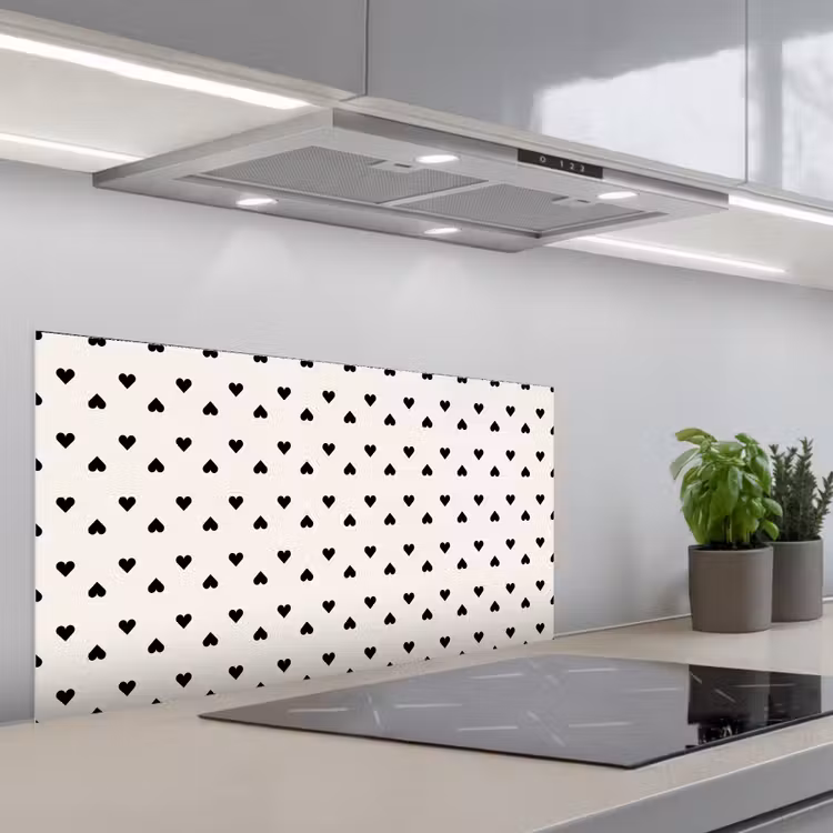 Vet - Liefde - Wit - Zwart keuken achterwand spatscherm middel 899 -3d_schuin