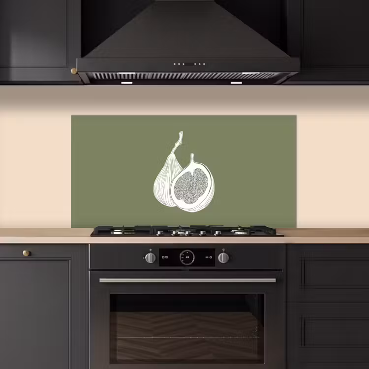 Vijgen - Minimalistisch - Getekend - Mosgroen keuken achterwand spatscherm middel -sfeer1