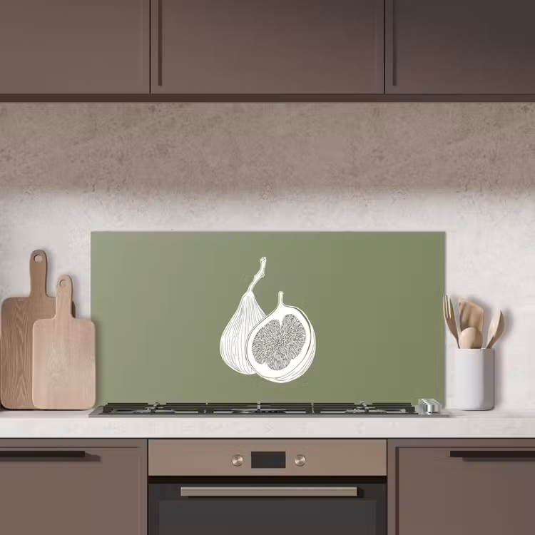Vijgen - Minimalistisch - Getekend - Mosgroen keuken achterwand spatscherm middel -sfeer2