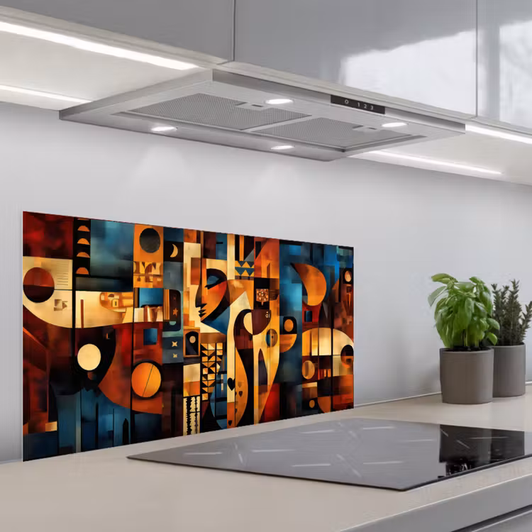 Figuren - Abstract - Symbolen keuken achterwand spatscherm middel -3d_schuin