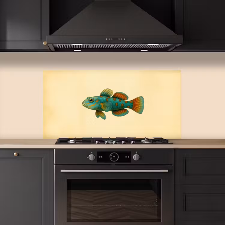 Vis - Blauw - Stippen - Schubben keuken achterwand spatscherm middel -sfeer1