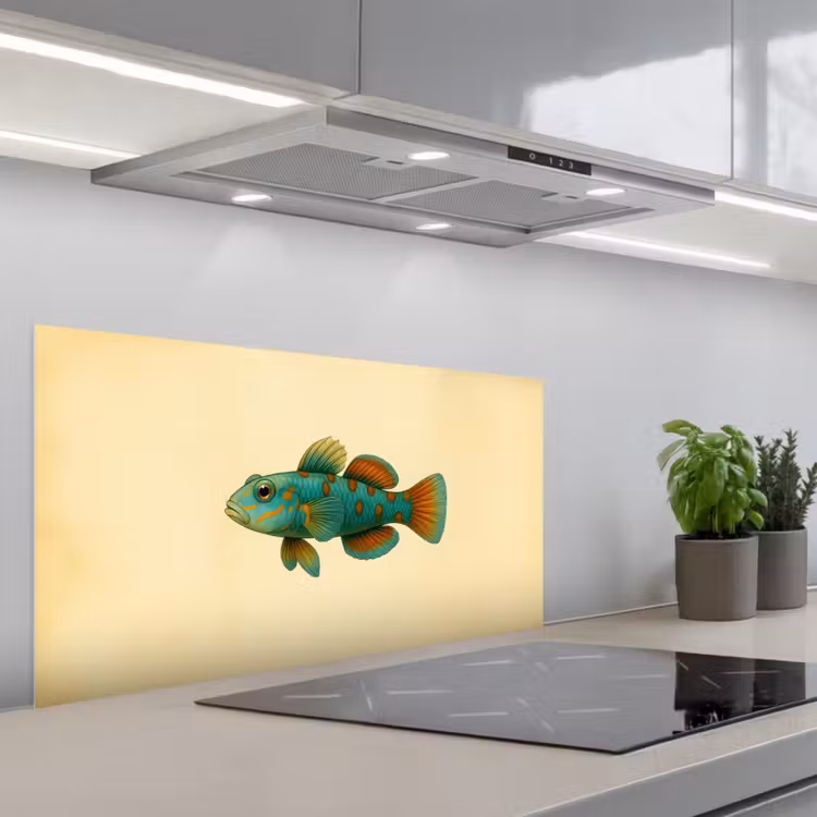Vis - Blauw - Stippen - Schubben keuken achterwand spatscherm middel -3d_schuin