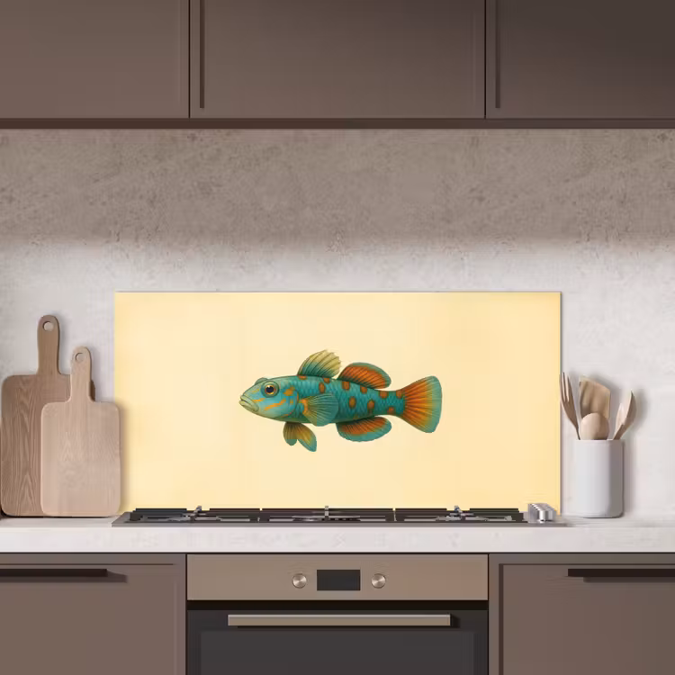 Vis - Blauw - Stippen - Schubben keuken achterwand spatscherm middel -sfeer2