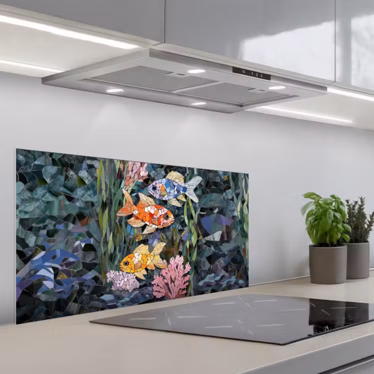 Vissen - Koraal - Zee - Mozaïek keuken achterwand spatscherm middel -3d_schuin