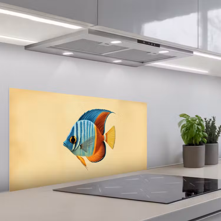 Vis - Vinnen - Blauw - Ogen keuken achterwand spatscherm middel -3d_schuin