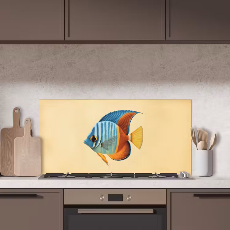 Vis - Vinnen - Blauw - Ogen keuken achterwand spatscherm middel -sfeer2
