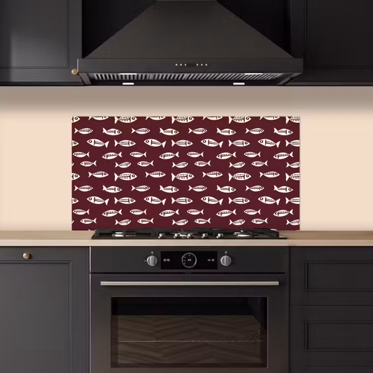 Vissen - Grafisch - Patroon - Donker keuken achterwand spatscherm middel 899 -sfeer1