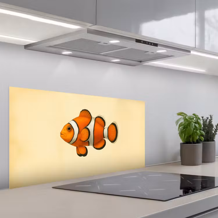 Vis - Oranje - Strepen keuken achterwand spatscherm middel -3d_schuin