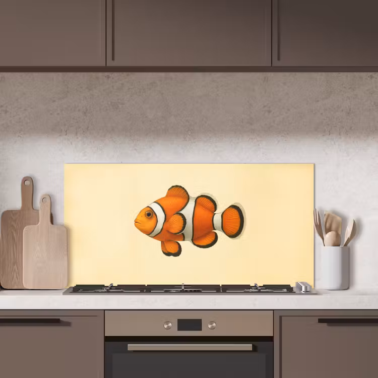 Vis - Oranje - Strepen keuken achterwand spatscherm middel -sfeer2