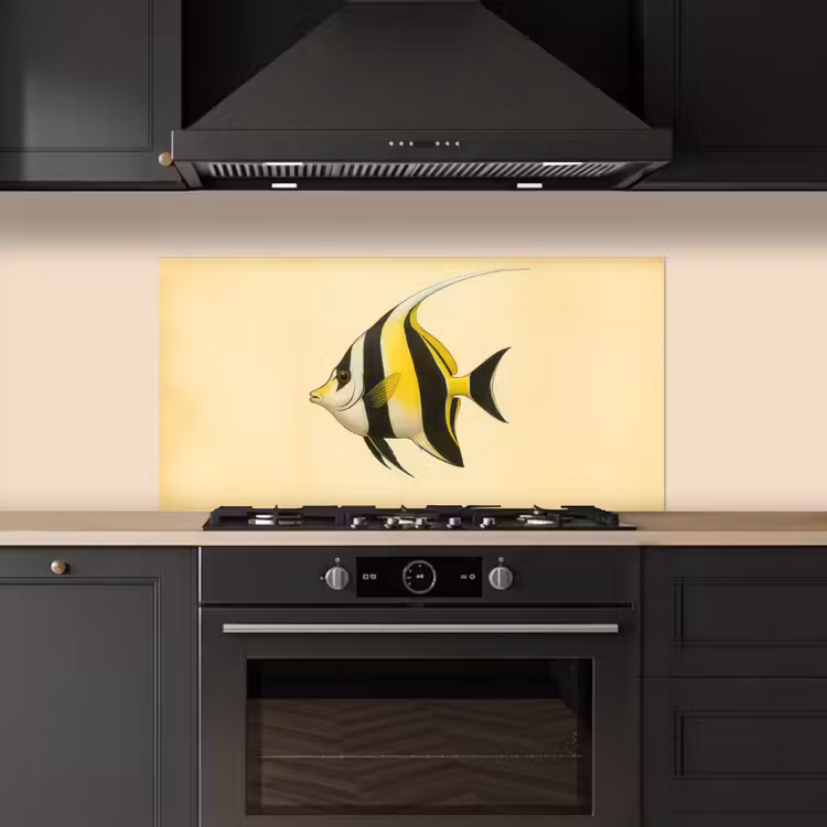 Vis - Sierlijk - Rugvin - Geel keuken achterwand spatscherm middel -sfeer1