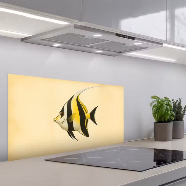 Vis - Sierlijk - Rugvin - Geel keuken achterwand spatscherm middel -3d_schuin