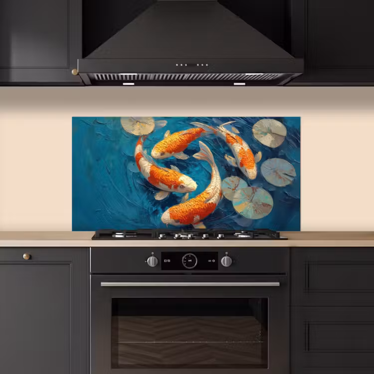Vissen - Waterlelies - Oranje - Water keuken achterwand spatscherm middel -sfeer1