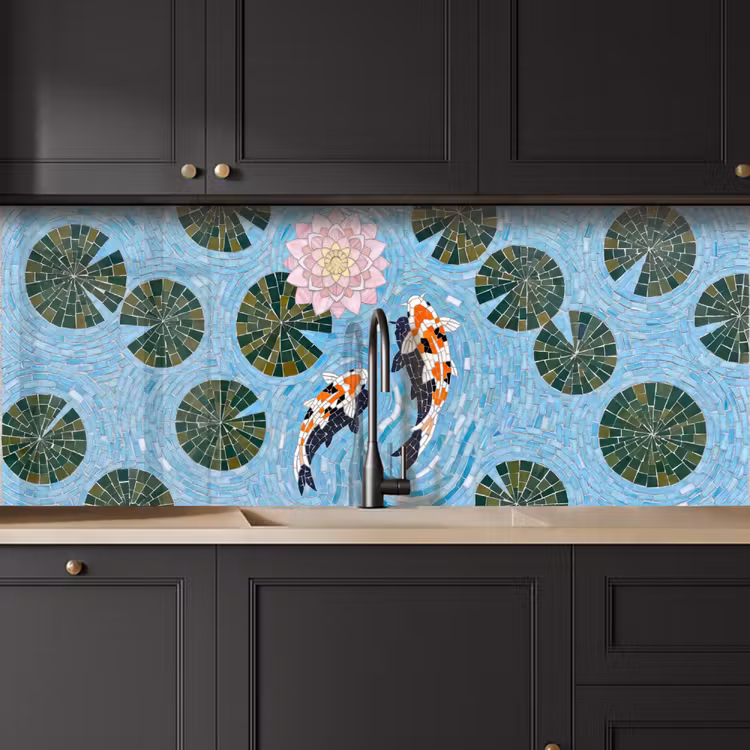 Vis - Water - Natuur - Mozaïek - Blauw keuken achterwand 2 middel -sfeer1