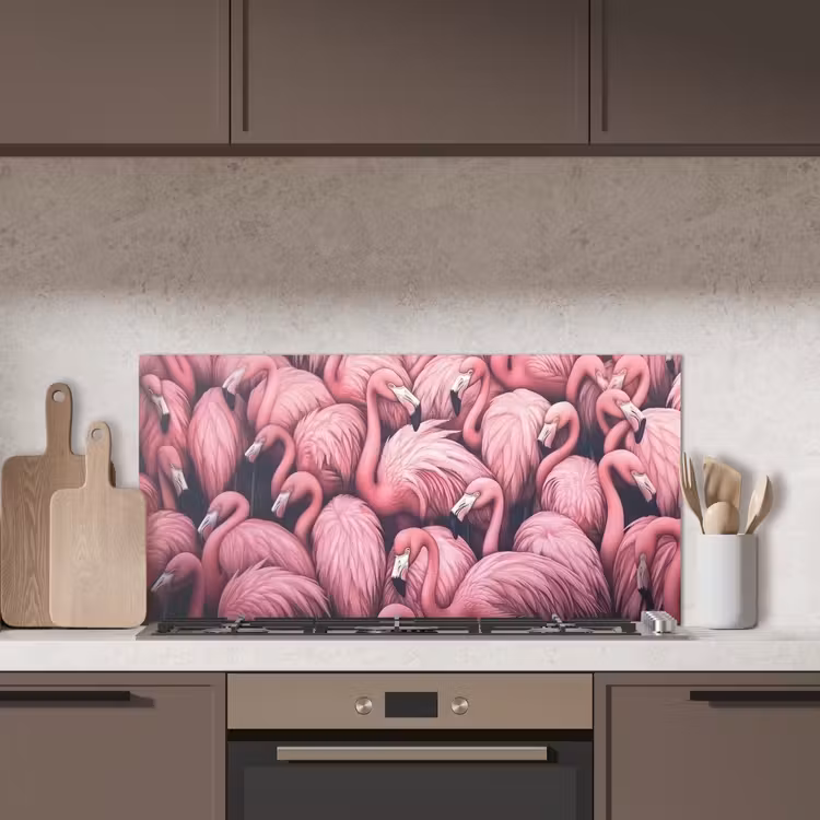 Flamingo - Roze - Dieren keuken achterwand spatscherm middel -sfeer2