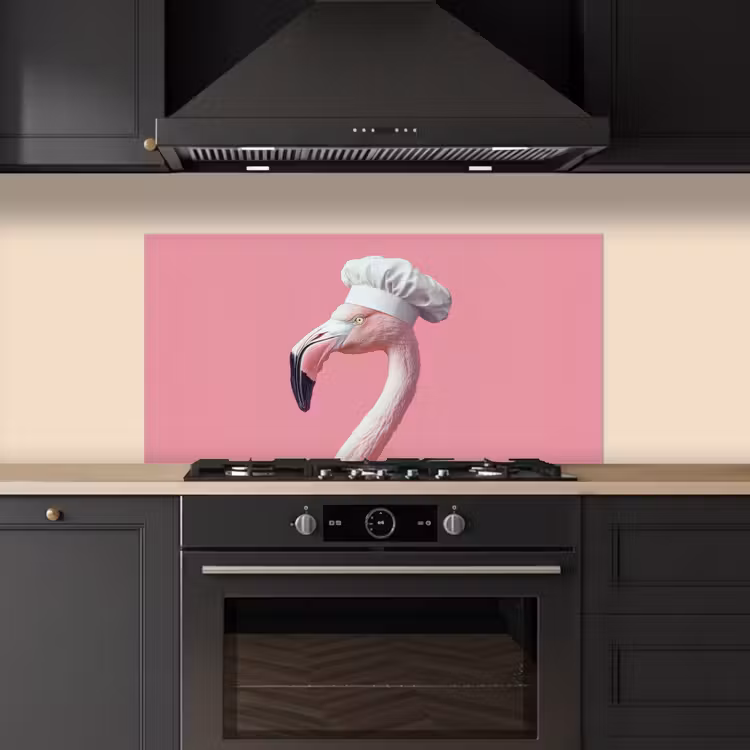 Flamingo - Roze - Koksmuts - Vogel keuken achterwand spatscherm middel -sfeer1