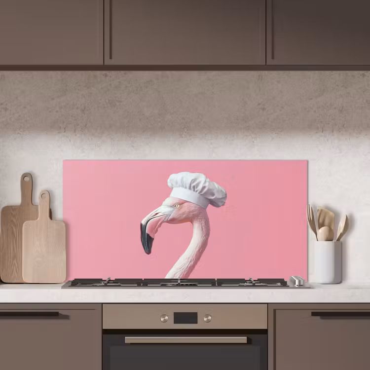 Flamingo - Roze - Koksmuts - Vogel keuken achterwand spatscherm middel -sfeer2