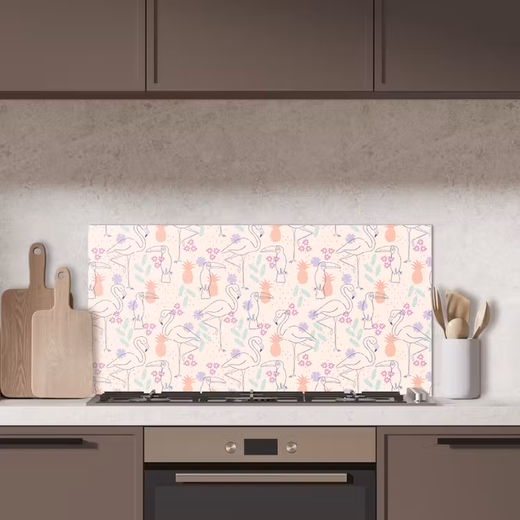 Flamingo - Toekan - Tropisch - Patroon keuken achterwand spatscherm middel 899 -sfeer2