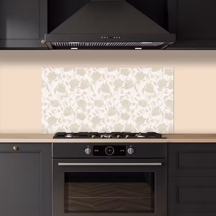 Bloemenpatroon - Silhouet - Wit keuken achterwand spatscherm middel 899 -sfeer1