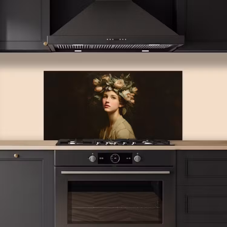 Bloemenstilte - Vrouw - Portret keuken achterwand spatscherm middel -sfeer1