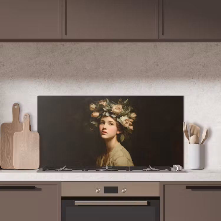 Bloemenstilte - Vrouw - Portret keuken achterwand spatscherm middel -sfeer2