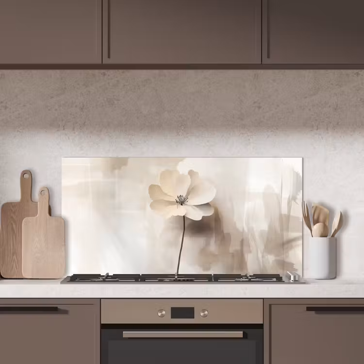 Bloem - Beige - Verf - Schaduw keuken achterwand spatscherm middel -sfeer2