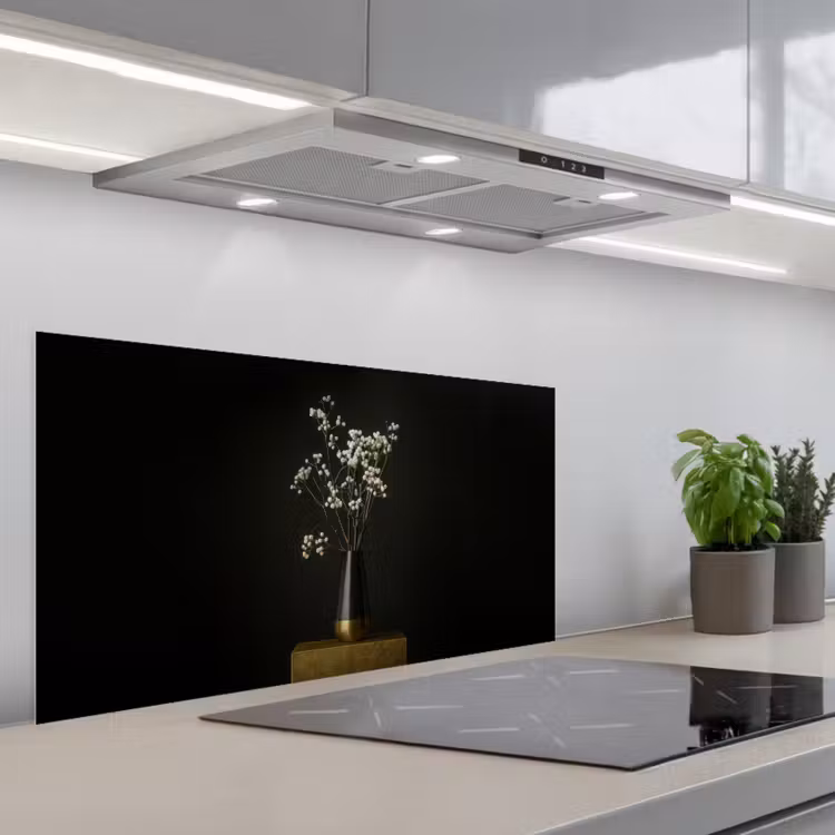 Bloembollen - Wit - Vaas - Minimalistisch keuken achterwand spatscherm middel -3d_schuin