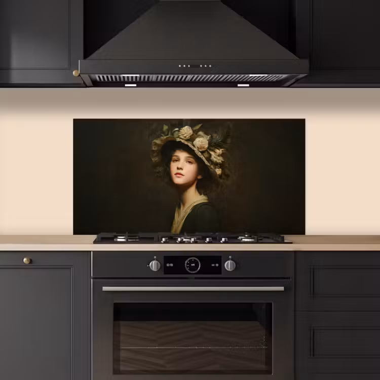 Bloemenhoed - Portret - Vrouw keuken achterwand spatscherm middel -sfeer1