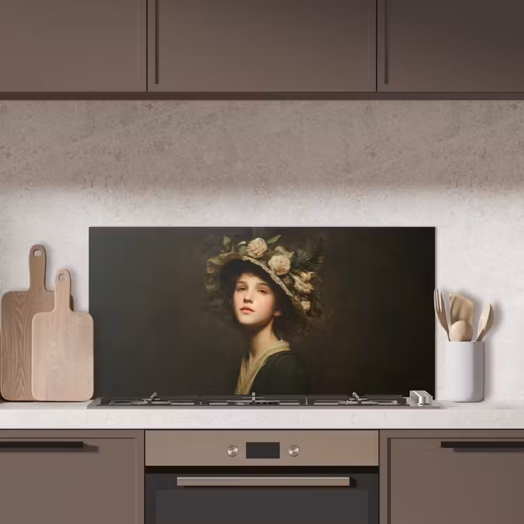 Bloemenhoed - Portret - Vrouw keuken achterwand spatscherm middel -sfeer2