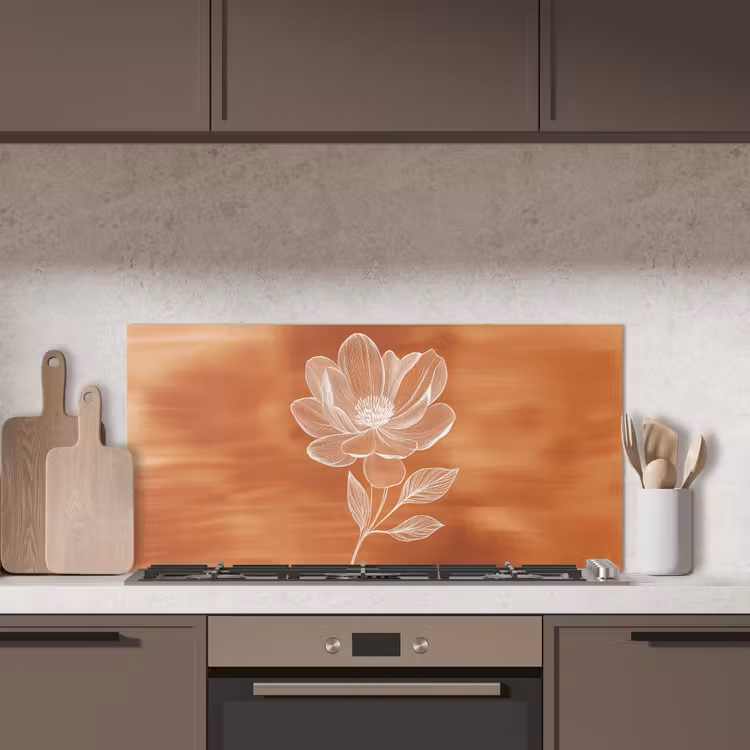 Bloem - Minimalistisch - Wit keuken achterwand spatscherm middel -sfeer2