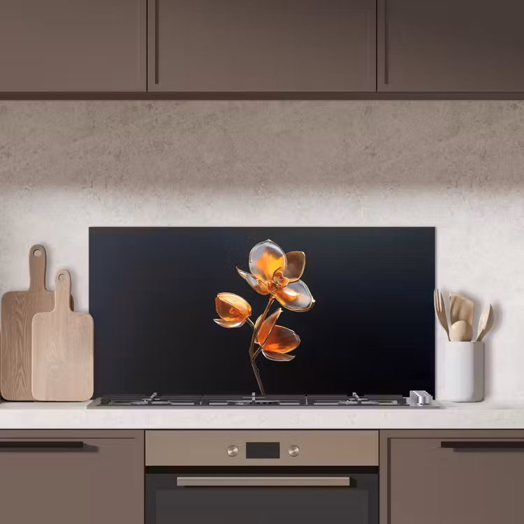 Bloem - Orchidee - Oranje keuken achterwand spatscherm middel -sfeer2