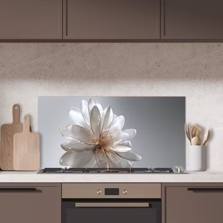 Bloem - Wit - Neutraal keuken achterwand spatscherm middel -sfeer2